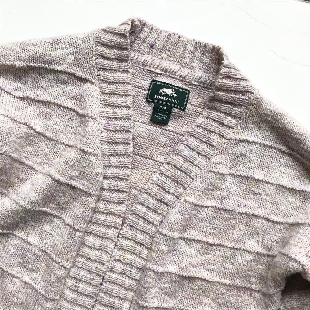 Roots light purple knit open front cardigan EUC S(5-6Y) - Picture 2 of 5